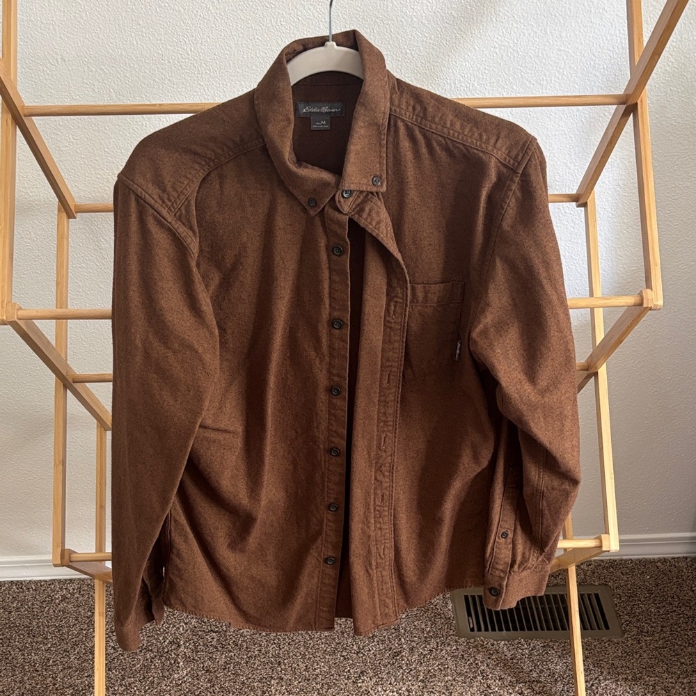 Eddie Bauer Brown Lightweight Men's Button-Front Shirt